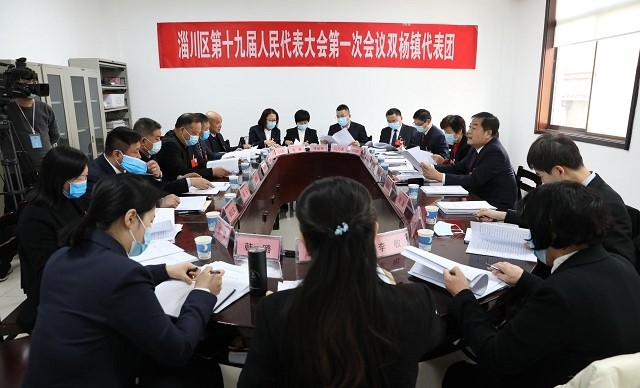 淄川区人民政府 图片新闻 田兵兵 冯炳涛等区领导到各代表团参加分组